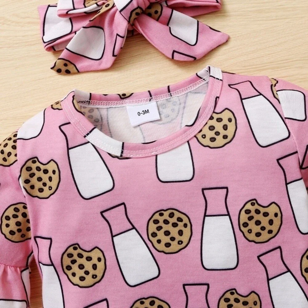 PatPat Girls Set One Piece Hair Tie New with Tags 3-6 Months Milk Cookies Pink